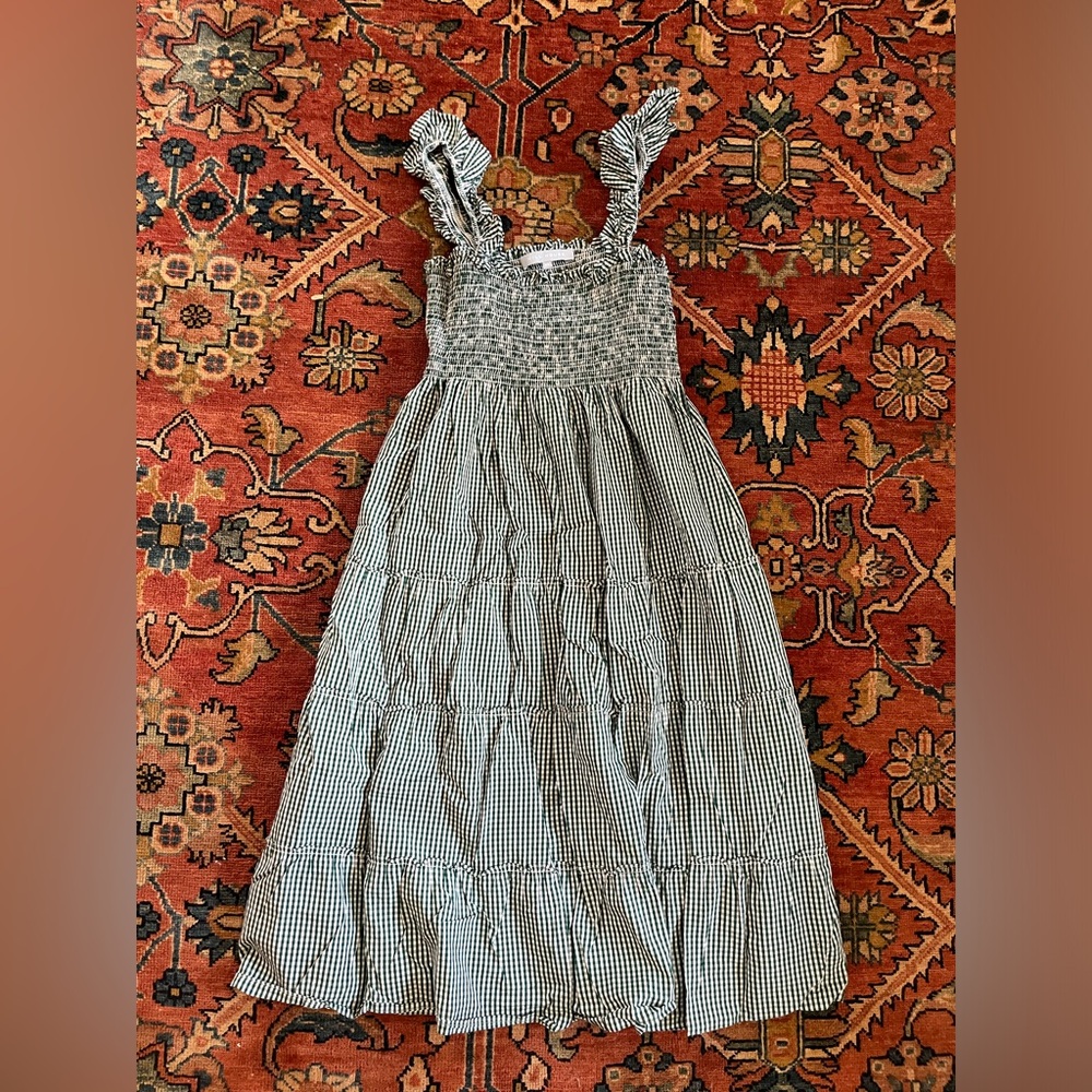 HillHouse home green and white Nap dress